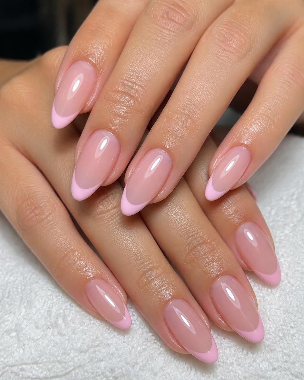 Soft pink French gel manicure at Amor Nails & Spa