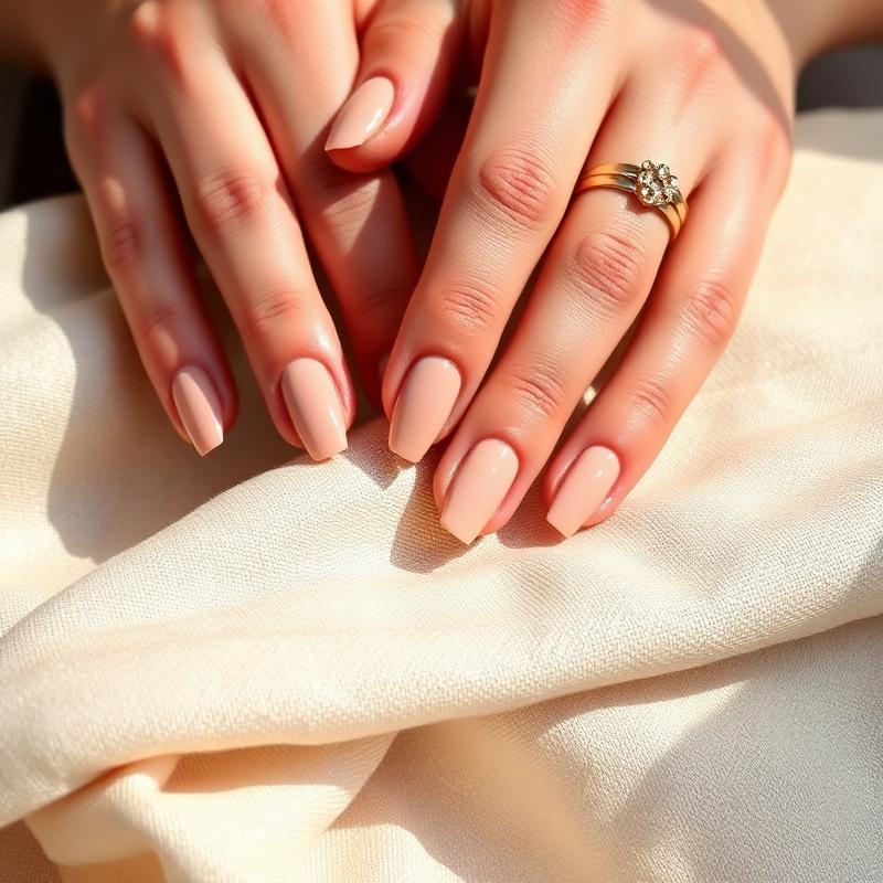 Polished nails in a soft nude tone at Amor Nails & Spa